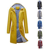 Women's Trench Coat Autumn Long Casual Trench Coat Women's Waterproof Hooded Straight Coat