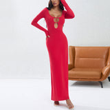 Women Dress Fall/Winter Slim Sheath Sexy Hollow-out Dress
