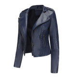 Red Leather Jacket Spring and Autumn Leather Women's Rivet Coat Zipper Leather Jacket
