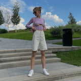 Women T-shirt Nvtx49271 round Neck Long Sleeve Hollow out Slim Fit Midriff-Baring Girl Blouse Summer