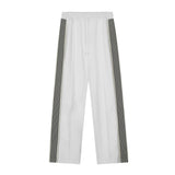 Men Sweatpants Casual Pants Side Stripe Stitching Straight-Leg Trousers Elastic Waist Sports Pants