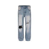 MIJKO Men's Vintage Pants MIJKO Men's Women's Wash Water Old Trousers Straight High Street Jeans