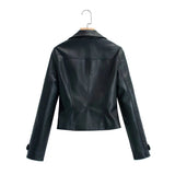 Women Leather Jacket Autumn Faux Leather Slim Motorcycle Jacket Coat
