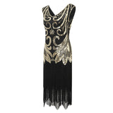 Flappers 1920S Dress Vintage Sequined Dress V-neck Tassel Hem Dress