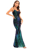 Women's Evening Gown Evening Dress Sexy Strap Vintage Sequins Dress