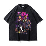 Asap Rocky T Shirts MADARTIST Asap Rocky Washed Old T-Shirt Vintage Short Sleeve