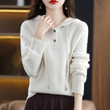 Women Knitwear Fall Winter Hooded Knitwear Loose Sweater