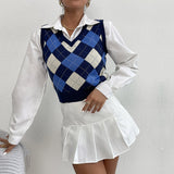 Women Knitted Sweater Autumn Casual Slim Fit Short Sleeveless Vest