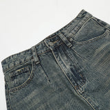 Women Long Skirt Back Slit Mid-Length Denim Skirt