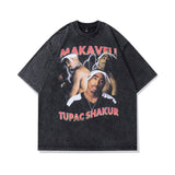 Men's T Shirt Hiphop Old Short-Sleeved T-shirt Men's and Women's Oversize