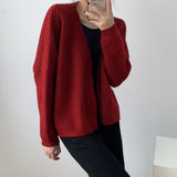 Women Cardigan Sweater Hollow-out Knitted Cardigan Coat Vintage Top for Women 8t3083