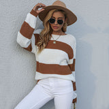 Women Knitted Sweater Autumn Middle East Clothing Pullover Loose round Neck Multicolor Sweater