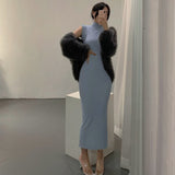 Women Dresses Turtleneck Sleeveless Dress