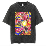 Anime cartoon dragon ball vintage wash print short sleeve t-shirt