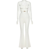 Women T-shirt Fall/Winter Sexy Slim Hip Wide Leg Pants Casual Suit