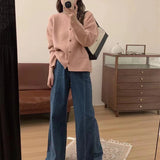 Women Knitwear Spring and Autumn round Neck Sweater Loose Knitted Cardigan
