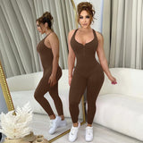 Women Jumpsuit Summer Slim-Fit Zipper Overalls