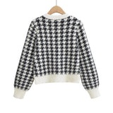 Women Sweater Knitwear Autumn and Winter Classic Style Houndstooth Imitated Mink Knitted Cardigan Short Sweater Coat