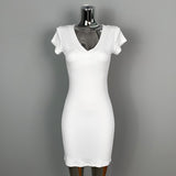 Women Dresses V-neck U-Neck Short Sleeve Dress Hip Skirt Short Skirt