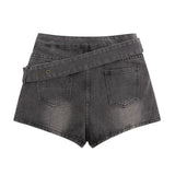 Women Shorts A- line Denim Short Culotte Summer High Waist Wash Casual Hot Pants