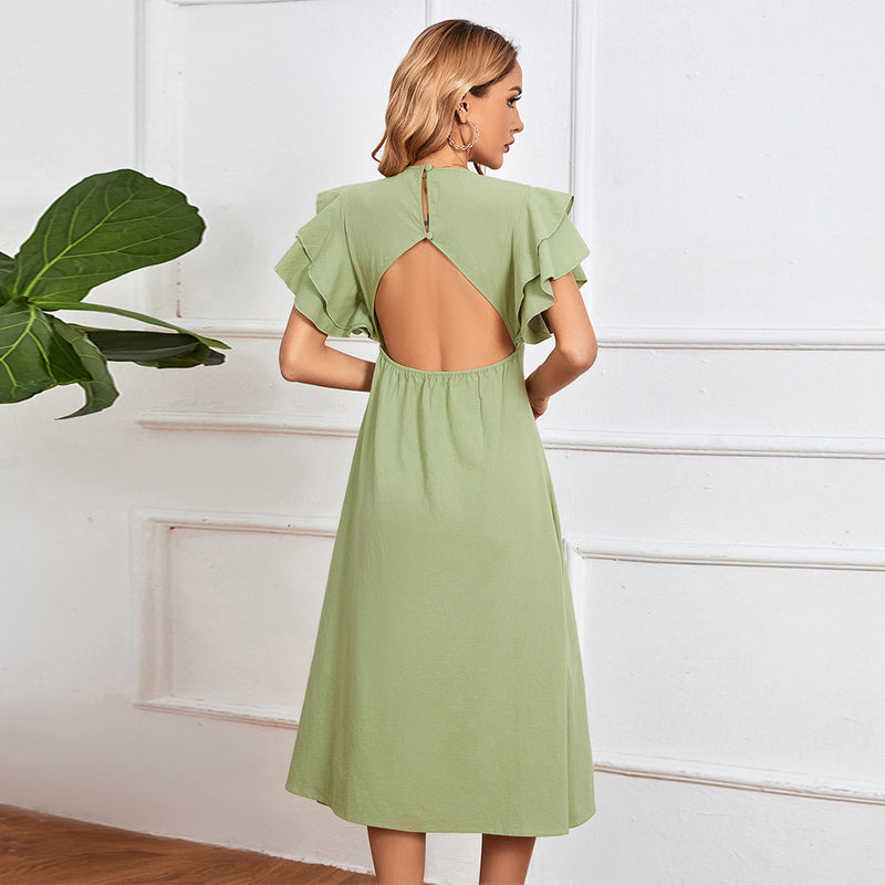 Women Dress Spring/Summer V-neck Sexy Backless Long Dress