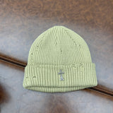 Chh Chrome Heart Beanie Knitted Hat Women's Thick Wool Hat Cross Cold Hat