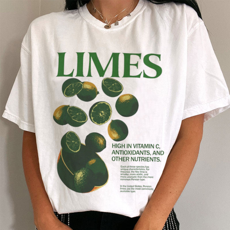 Retro Style Limes Graphic Tees Oversized Vintage Aesthetic