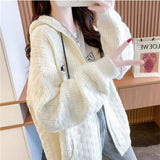 Women Knitwear Fall Winter Hooded Zipper Sweater Coat Knitted Cardigan
