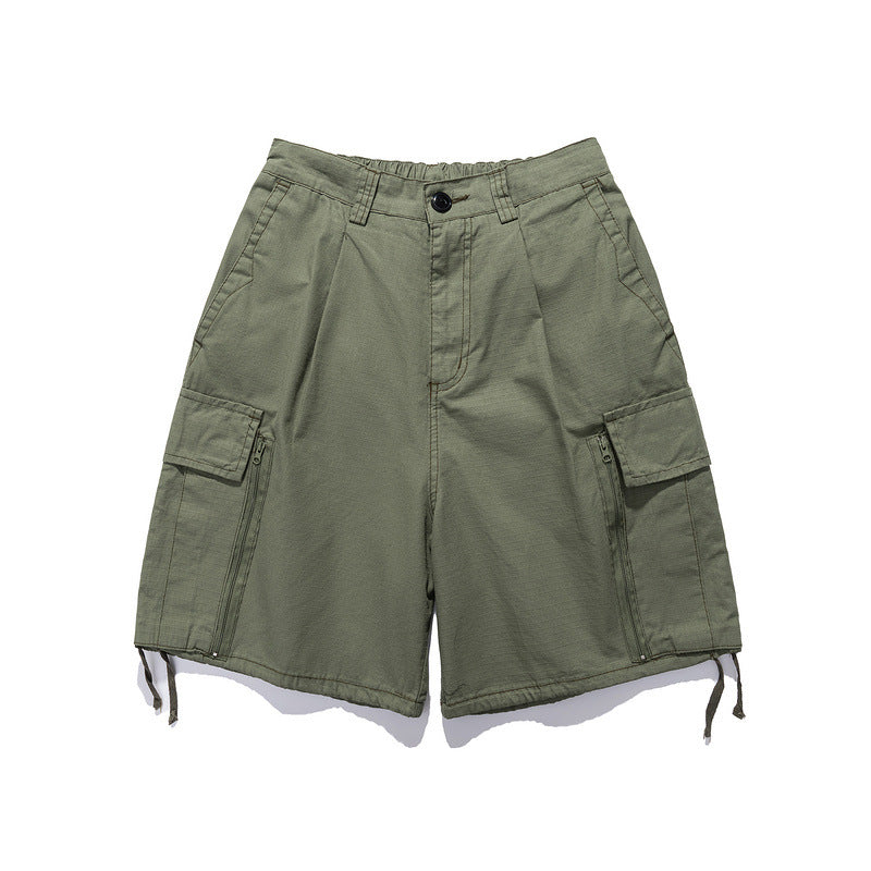 Men Shorts Summer Casual Straight-Leg Five-Point Pants Wide-Leg Pants