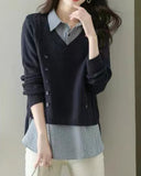 Women Knitted Pullover Spring and Autumn Loose Long-Sleeved Sweater Top