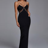 Women's Evening Dress Summer Dress Sexy Sling Drill Chain Long Slim Fit Bandage One-Piece Dress