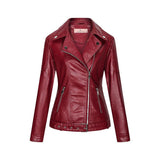 Red Leather Jacket Zipper PU Leather Jacket