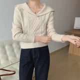 Women Knitwear Autumn Winter Retro Lapel Knitwear