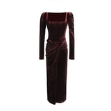 Women Dresses Spring Retro Spaghetti Straps Dress Long Dress (Qymy0409)