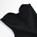 Women Evening Dress Sexy Tassel Formal Dress V-neck Bandage One-Piece Dress
