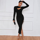 Women Dress Long Skirt Slim Fit Sheath Tight Skirt Sexy Long Sleeve Dress