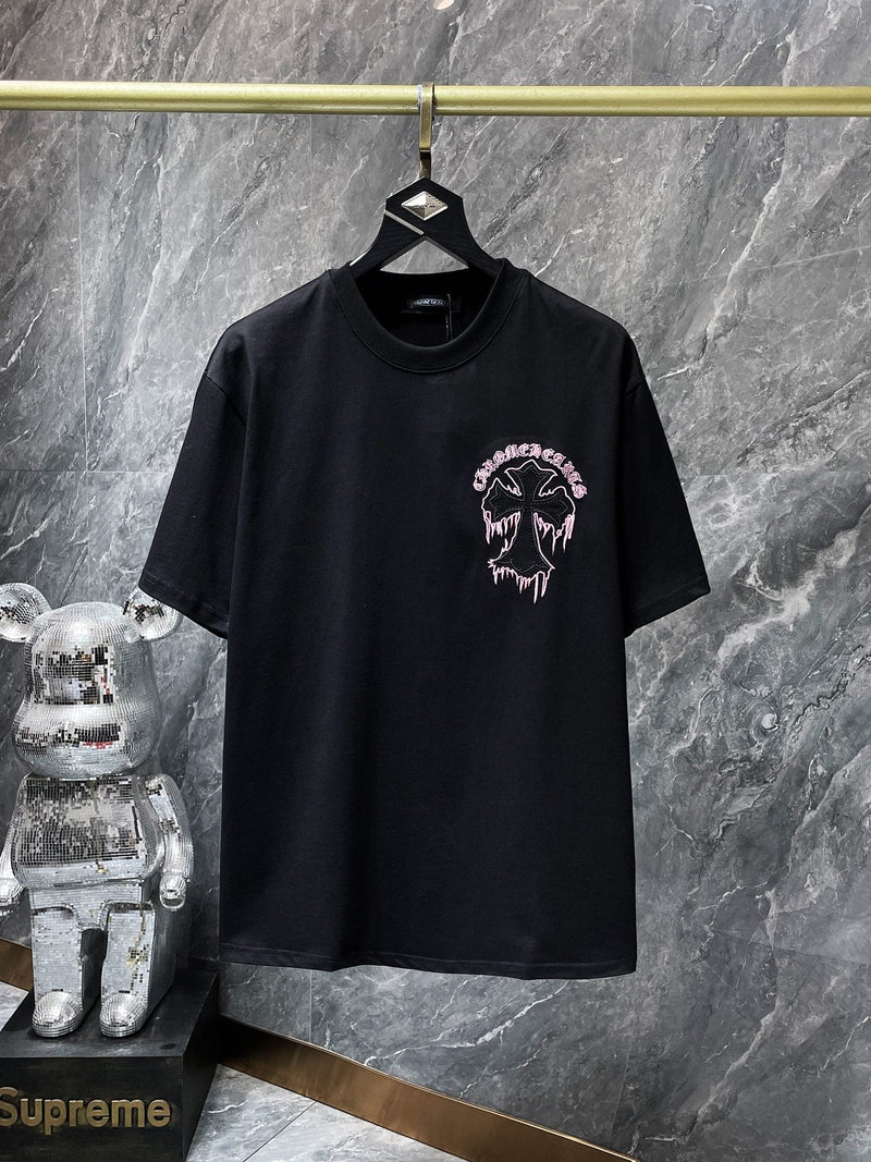 Chh Chrome Hearts T Shirts Summer Sanskrit Patch Embroidery Casual Sports Short Sleeve T-Shirt