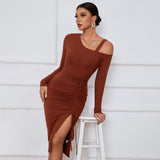 Women Dress off-Shoulder Autumn and Winter Sheath Long Sleeve Sexy Dress