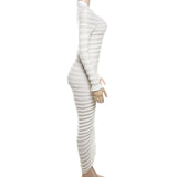 Women Dresses Autumn Short Sleeve Long Skirt Sexy Slim Knit Dress (Bla0420)