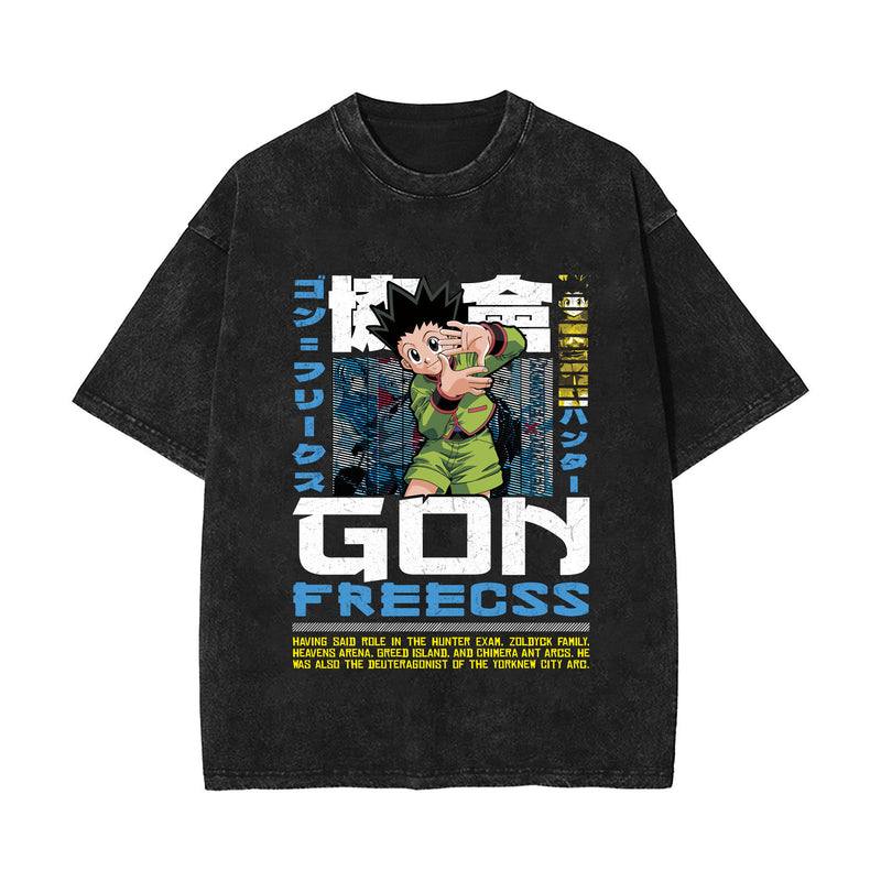 Washed and old retro short-sleeved T-shirt