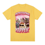 Funny Professional Yapper Meme Cat Graphic T-Shirt Men Fashion