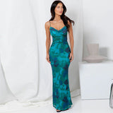 Women Dresses Spring Sexy Backless Printing Slip Dress