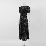Women Dress Spring and Summer Elegant Print Puff Sleeve Dress