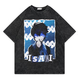 Washed retro t-shirt cartoon print graphic casual cotton summer short sleeves