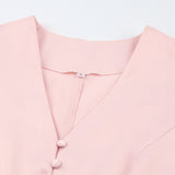 Women Dress Fall/Winter Pink V-neck Dress