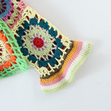 Women Sweater Knitwear Handmade Bell Sleeve Pullover Short Knitwear Artistic