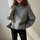 Women Winter Knitted Sweater Autumn Winter Retro Turtleneck Pullover Top 8t3100