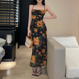 Women Dresses Vintage Backless Sling Dress Spring Hip Skirt