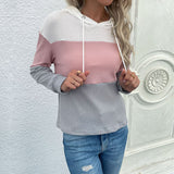 Women Knitted Sweater Autumn Casual Women's Clothing Long Sleeve Color Matching Hoodie Knitted