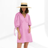 Women Dress Dress Women's Autumn Simplicity Loose Puff Sleeves A- line Skirt